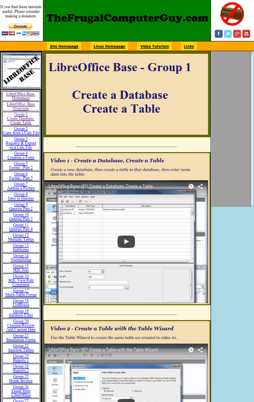 Picture of a video tutorial series homepage