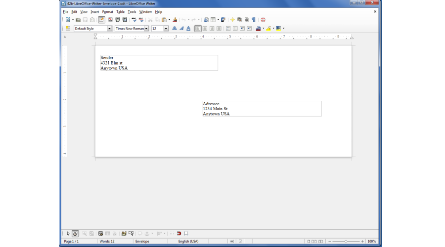 libreoffice envelope template